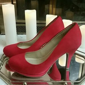 Two For $10 Red Faux Suede platform Heel